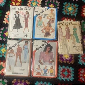 Lot of 5: 1980s women’s sewing patterns